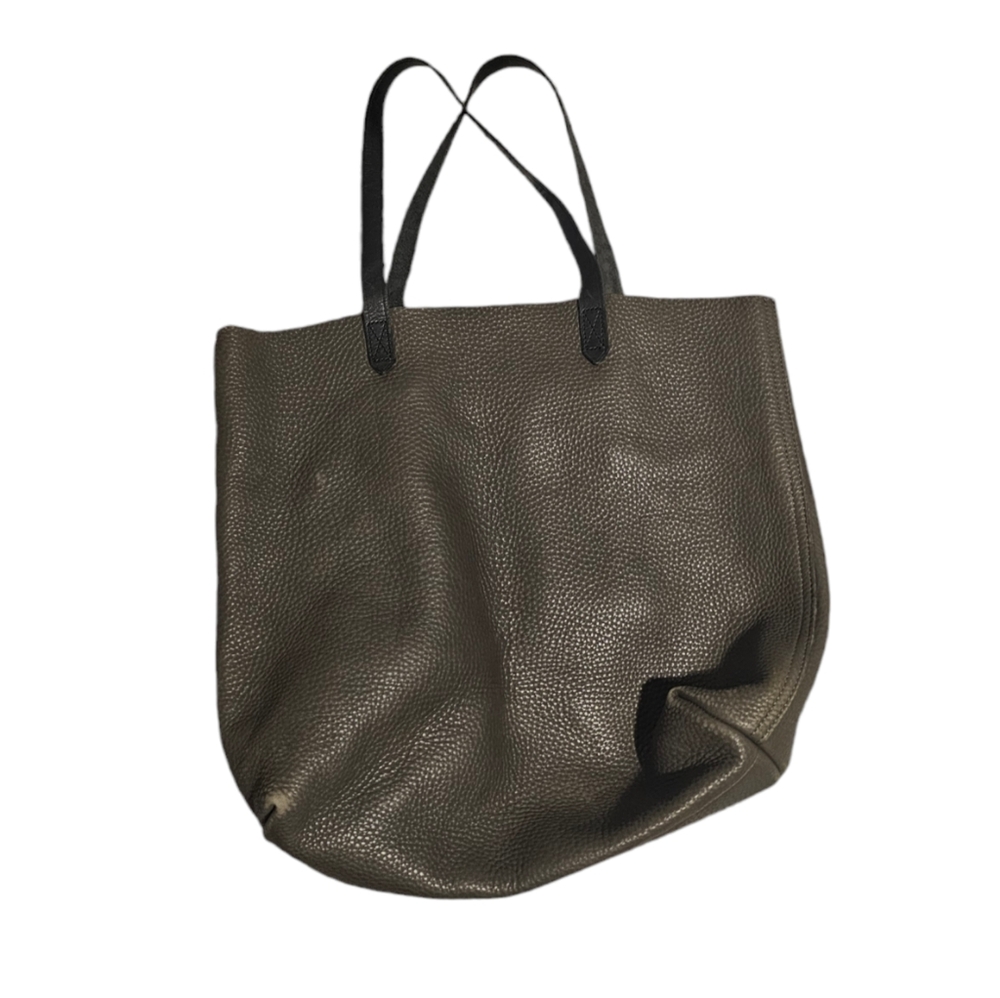 Madewell Gray Leather Transport Tote Handbag Bag